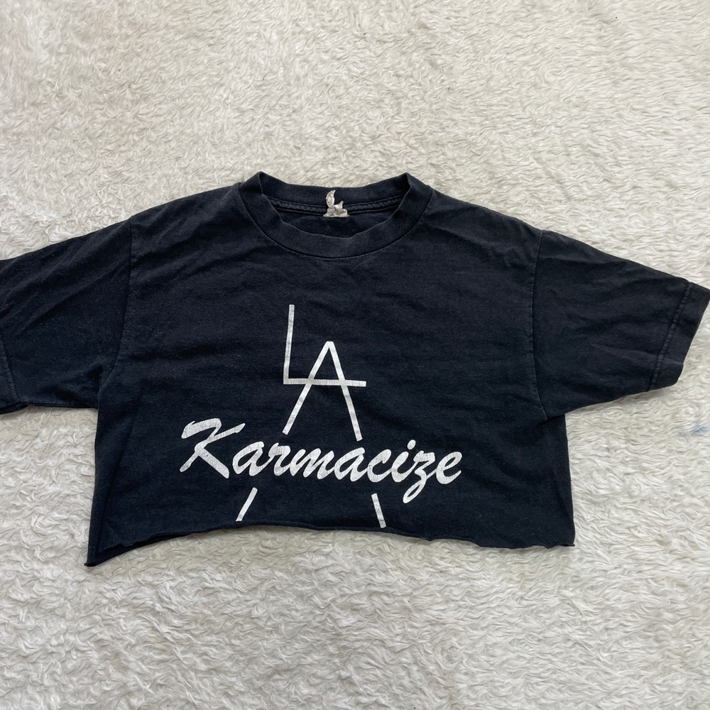 LA los angeles black cropped t shirt